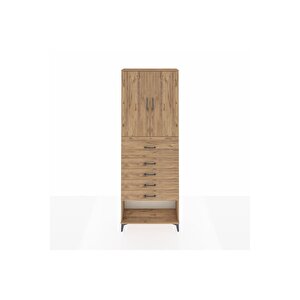 Arges Dolap 3 Raflı 5 Çekmeceli 2 Kapaklı 88x30x243 Çam-çam