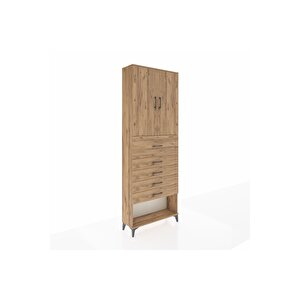 Arges Dolap 3 Raflı 5 Çekmeceli 2 Kapaklı 88x30x243 Çam-çam