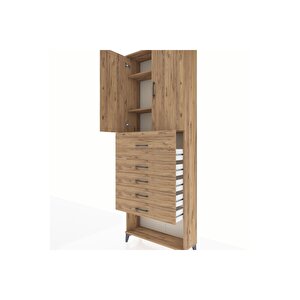 Arges Dolap 3 Raflı 5 Çekmeceli 2 Kapaklı 88x30x243 Çam-çam