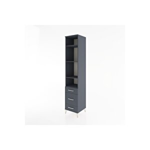 Hyperion Dolap 4 Raflı 3 Çekmeceli 44x44x221 Antrasit-antrasit