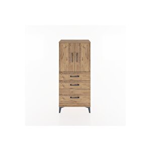 Hyperion Dolap 2 Raflı 3 Çekmeceli 2 Kapaklı 60x44x134 Çam-çam