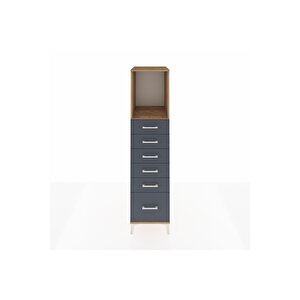 Kronos Dolap Tek Raflı 6 Çekmeceli 44x59x182 Çam-antrasit