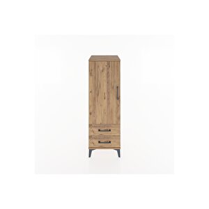 Hyperion Dolap Tek Raflı 2 Çekmeceli Tek Askılı 44x44x134 Çam-çam