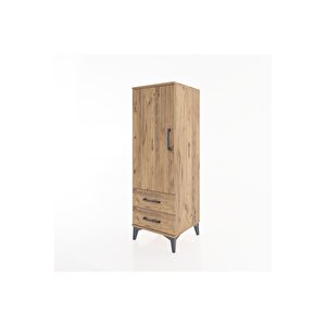 Hyperion Dolap Tek Raflı 2 Çekmeceli Tek Askılı 44x44x134 Çam-çam