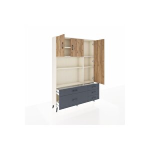 Arges Dolap 7 Raflı 5 Çekmeceli 3 Kapaklı 132x30x195 Aytaşı-çam/antrasit