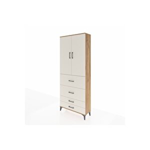 Arges Dolap 2 Raflı 4 Çekmeceli 2 Kapaklı 88x30x221 Çam-aytaşı