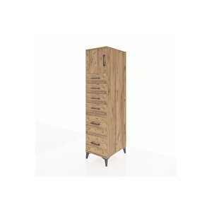 Kronos Dolap Tek Raflı 6 Çekmeceli Tek Kapaklı 44x59x182 Çam-çam
