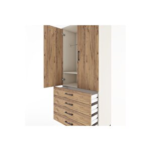 Hyperion Dolap 2 Raflı 4 Çekmeceli Tek Askılı 88x44x195 Aytaşı-çam