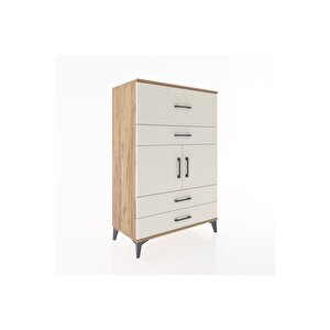 Hyperion Dolap Tek Raflı 4 Çekmeceli 2 Kapaklı 88x44x134 Çam-aytaşı