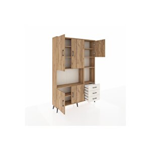 Arges Dolap 9 Raflı 3 Çekmeceli 5 Kapaklı 132x30x195 Çam-çam/aytaşı