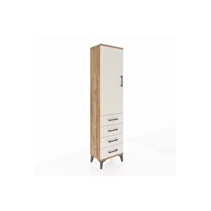 Arges Dolap Tek Raflı 4 Çekmeceli Tek Askılı 44x30x182 Çam-aytaşı