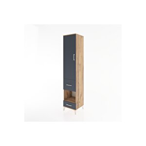 Hyperion Dolap 3 Raflı 2 Çekmeceli Tek Askılı 44x44x221 Çam-antrasit
