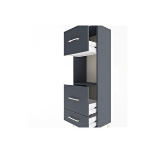 Arges Dolap Tek Raflı 3 Çekmeceli 44x30x134 Antrasit-antrasit