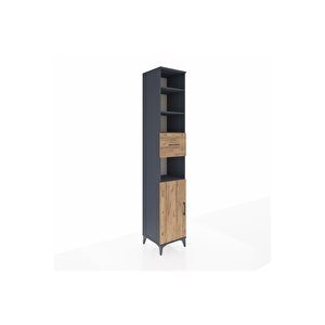 Hyperion Dolap 5 Raflı Tek Çekmeceli Tek Kapaklı 44x44x243 Antrasit-çam