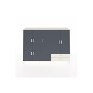 Hyperion Dolap 12 Raflı 2 Çekmeceli 7 Kapaklı 220x44x163 Aytaşı-antrasit/aytaşı