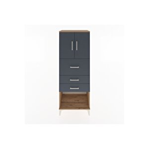 Hyperion Dolap 2 Raflı 3 Çekmeceli 2 Kapaklı 60x44x163 Çam-antrasit