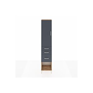 Arges Dolap 2 Raflı 3 Çekmeceli Tek Askılı 44x30x221 Çam-antrasit