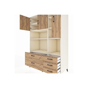 Kronos Dolap 8 Raflı 5 Çekmeceli 3 Kapaklı 132x59x195 Aytaşı-çam/çam
