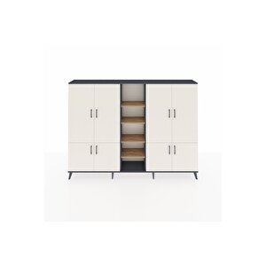 Arges Dolap 14 Raflı 8 Kapaklı 220x30x163 Antrasit-aytaşı/çam