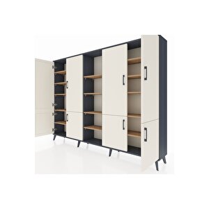 Arges Dolap 14 Raflı 8 Kapaklı 220x30x163 Antrasit-aytaşı/çam