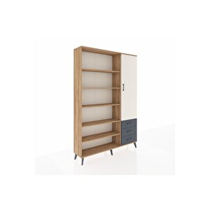 Arges Dolap 9 Raflı 3 Çekmeceli Tek Kapaklı  132x30x195 Çam-aytaşı/antrasit