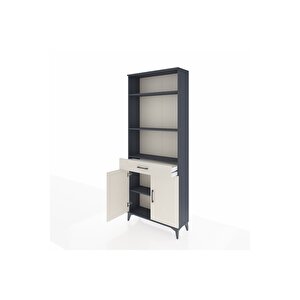 Arges Dolap 4 Raflı Tek Çekmeceli 2 Kapaklı 88x30x221 Antrasit-aytaşı