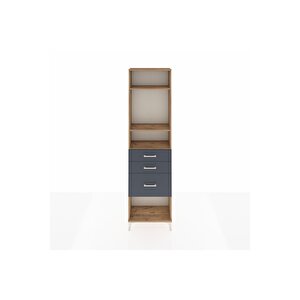 Arges Dolap 3 Raflı 3 Çekmeceli 60x30x221 Çam-antrasit