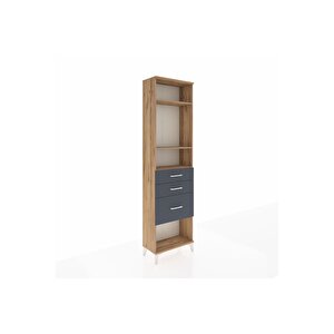 Arges Dolap 3 Raflı 3 Çekmeceli 60x30x221 Çam-antrasit