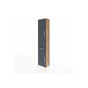 Arges Dolap 4 Raflı Tek Çekmeceli 2 Kapaklı 44x30x221 Çam-antrasit