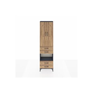 Arges Dolap 3 Raflı 4 Çekmeceli Tek Askılı 60x30x221 Antrasit-çam