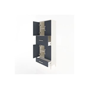 Arges Dolap 4 Raflı 2 Çekmeceli 4 Kapaklı 60x30x163 Aytaşı-antrasit