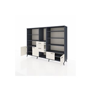 Hyperion Dolap 10 Raflı 2 Çekmeceli 4 Kapaklı 220x44x163 Antrasit-aytaşı