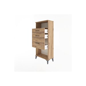 Arges Dolap Tek Raflı 3 Çekmeceli 60x30x134 Çam-çam