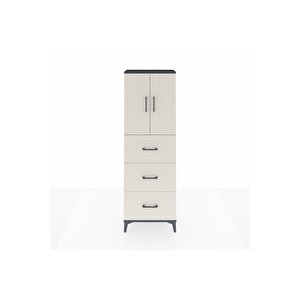 Arges Dolap 3 Raflı 3 Çekmeceli 2 Kapaklı 60x30x182 Antrasit-aytaşı