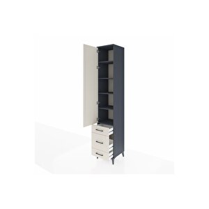 Hyperion Dolap 5 Raflı 3 Çekmeceli Tek Kapaklı 44x44x243 Antrasit-aytaşı