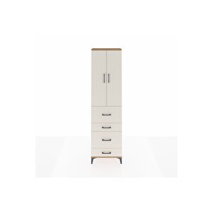 Arges Dolap 3 Raflı 4 Çekmeceli 2 Kapaklı 60x30x221 Çam-aytaşı