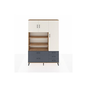 Arges Dolap 9 Raflı 5 Çekmeceli 3 Kapaklı 132x30x195 Çam-aytaşı/antrasit