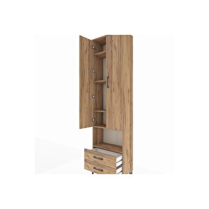 Arges Dolap 5 Raflı 2 Çekmeceli 2 Kapaklı 60x30x221 Çam-çam