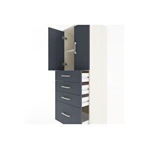 Hyperion Dolap 2 Raflı 4 Çekmeceli 2 Kapaklı 60x44x163 Aytaşı-antrasit