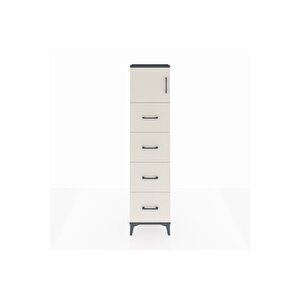 Arges Dolap Tek Raflı 4 Çekmeceli Tek Kapaklı 44x30x182 Antrasit-aytaşı