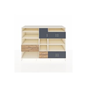 Kronos Dolap 13 Raflı 3 Çekmeceli 5 Kapaklı 220x59x163 Aytaşı-antrasit/çam