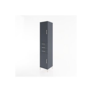 Hyperion Dolap 4 Raflı 3 Çekmeceli 2 Kapaklı 44x44x221 Antrasit-antrasit