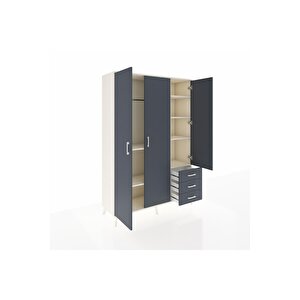 Hyperion Gardrop 6 Raflı 3 Çekmeceli Tek Askılı 132x44x195 Aytaşı-antrasit