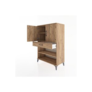 Hyperion Dolap 3 Raflı Tek Çekmeceli 2 Kapaklı 88x44x134 Çam-çam