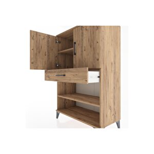 Hyperion Dolap 3 Raflı Tek Çekmeceli 2 Kapaklı 88x44x134 Çam-çam