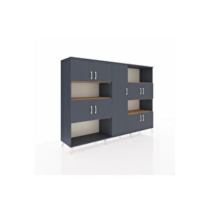 Hyperion Dolap 10 Raflı 9 Kapaklı 220x44x163 Antrasit-antrasit/çam