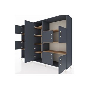 Hyperion Dolap 10 Raflı 9 Kapaklı 220x44x163 Antrasit-antrasit/çam