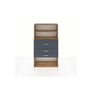 Arges Dolap 2 Raflı 3 Çekmeceli 88x30x163 Çam-antrasit