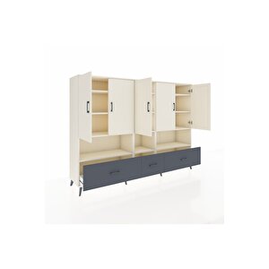 Hyperion Dolap 12 Raflı 3 Çekmeceli 5 Kapaklı 220x44x163 Aytaşı-aytaşı/antrasit
