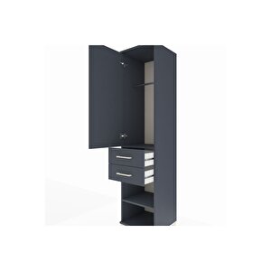 Hyperion Dolap Tek Raflı 2 Çekmeceli Tek Askılı 44x44x195 Antrasit-antrasit